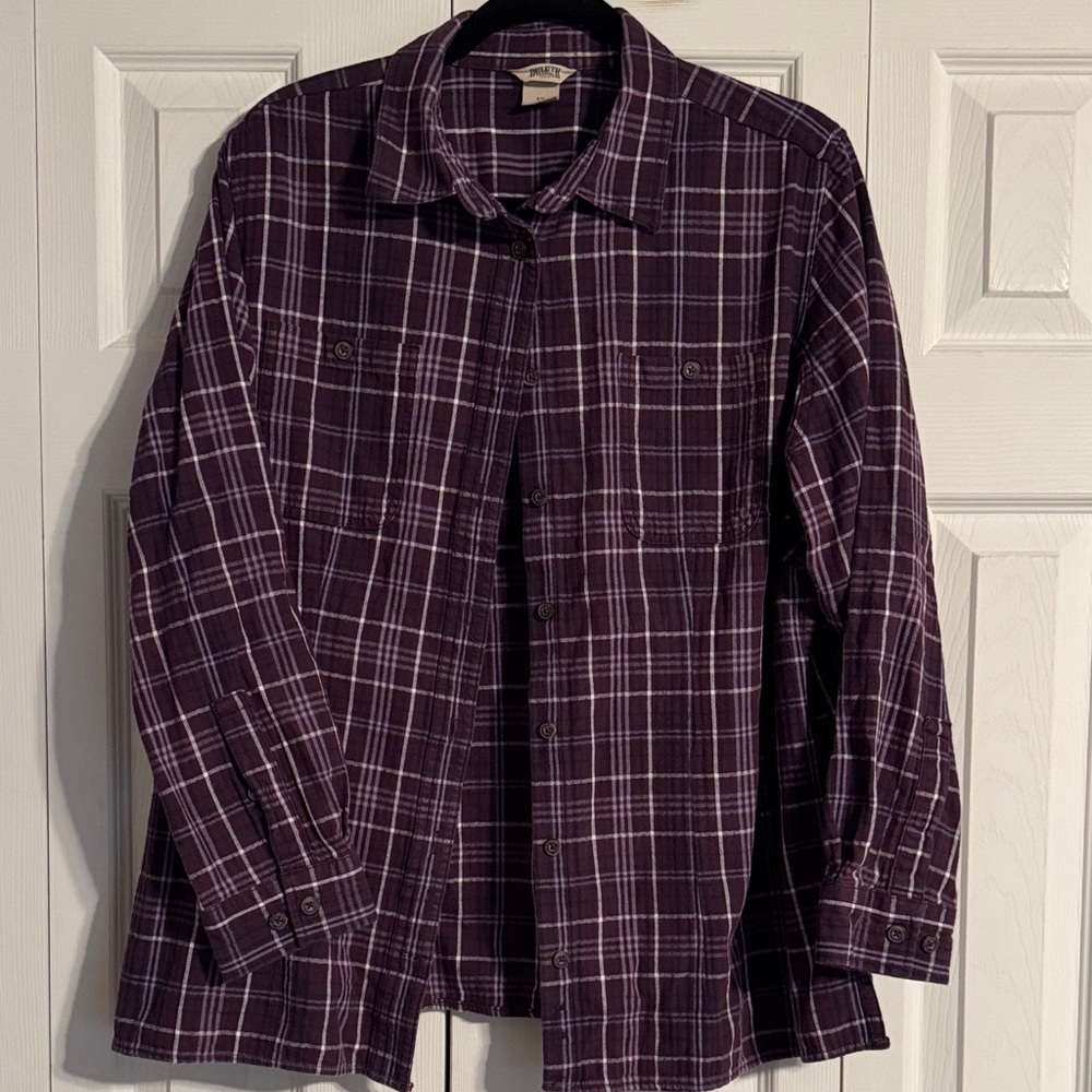Duluth Trading Co Purple Plaid Shirt